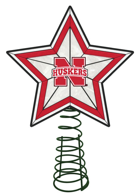 Nebraska Cornhuskers Light Up Art Glass Tree Topper