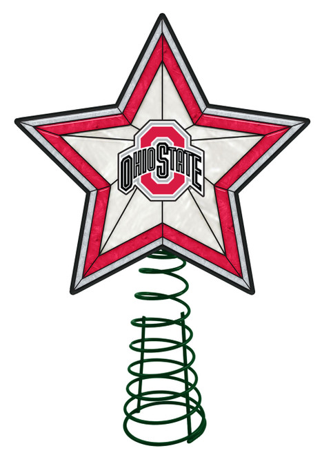 Ohio State Buckeyes Light Up Art Glass Tree Topper