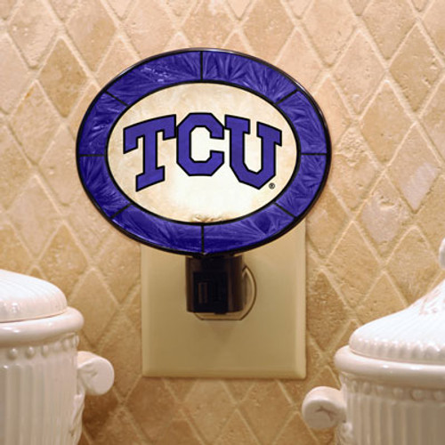 Texas Christian Horned Frogs Art Glass Night Light