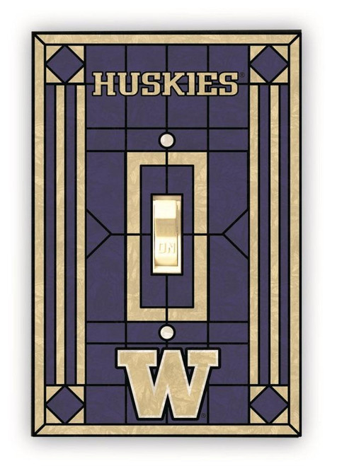 Washington Huskies Glass Single Light Switch Plate Cover