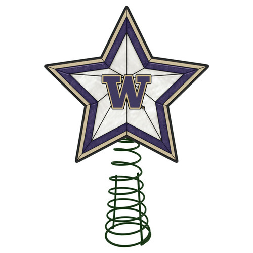 Washington Huskies Light Up Art Glass Tree Topper