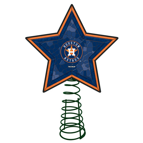 Houston Astros Light Up Art Glass Mosaic Tree Topper