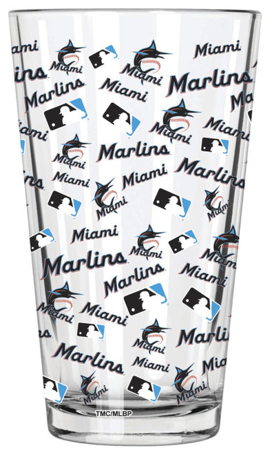 Miami Marlins 16 oz. All Over Print Pint Glass