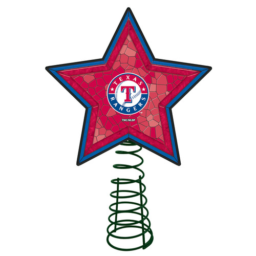 Texas Rangers Light Up Art Glass Mosaic Tree Topper