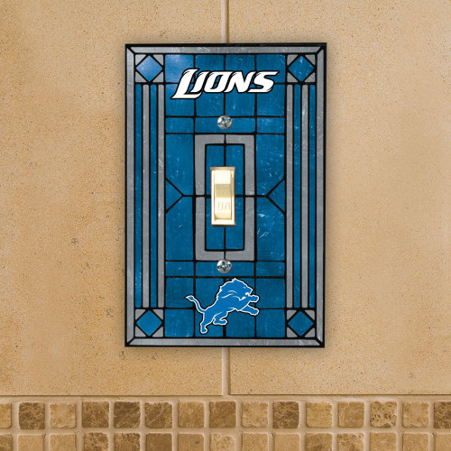 Detroit Lions Glass Single Light Switch Plate Cover