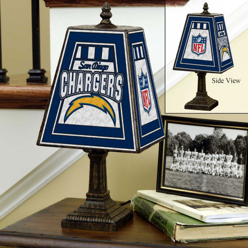 Los Angeles Chargers Hand-Painted Art Glass Table Lamp