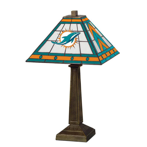 Miami Dolphins Stained Glass Mission Table Lamp