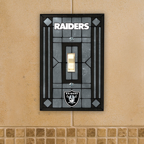 Las Vegas Raiders Glass Single Light Switch Plate Cover