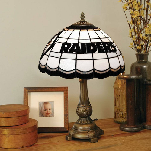 Las Vegas Raiders NFL Stained Glass Table Lamp