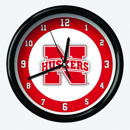 Nebraska Cornhuskers NCAA Black Rim Clock