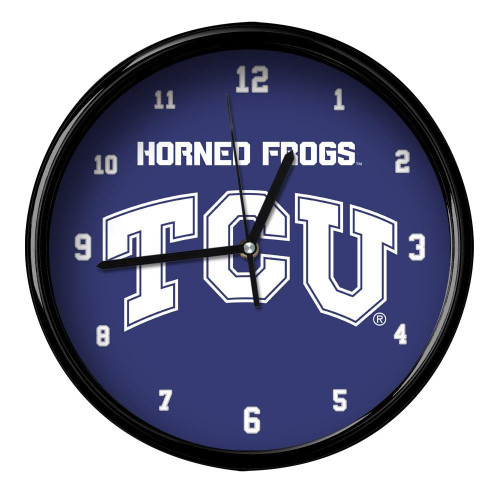 Texas Christian Horned Frogs Black Rim Clock