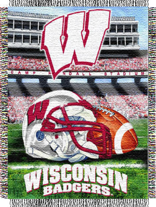 Wisconsin Badgers NCAA Woven Tapestry Throw / Blanket