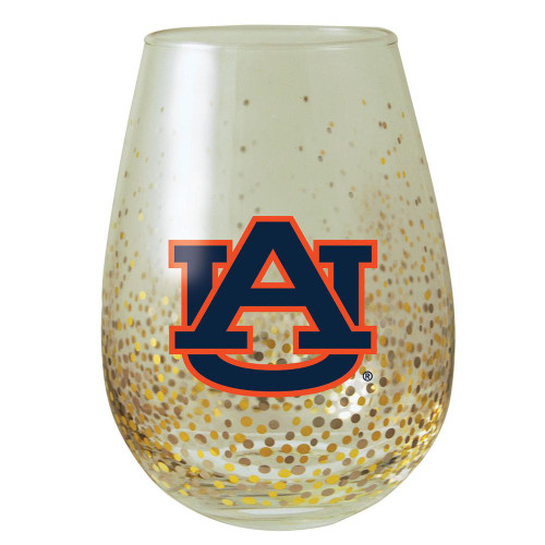 Auburn Tigers 15 oz. Glitter Stemless Wine Glass