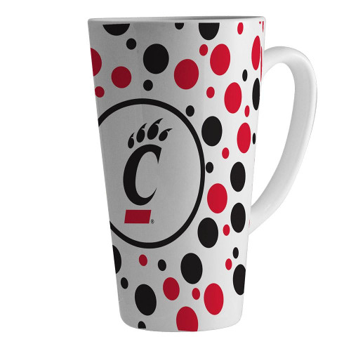 Cincinnati Bearcats 16 oz. White Polka Dot Latte Mug
