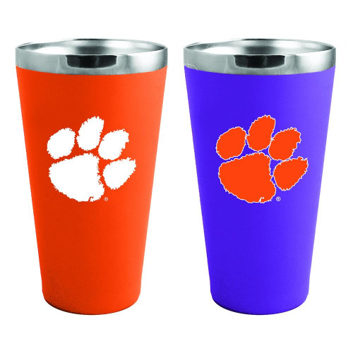Clemson Tigers 2 Pack Team Color Stainless Steel Pint Glass