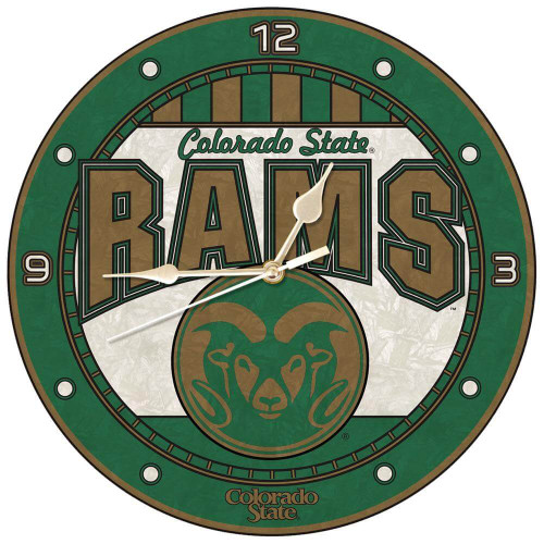 Colorado State Rams Art Glass Clock