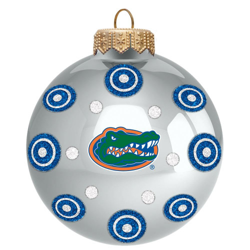 Florida Gators Silver Polka Dot Ornament