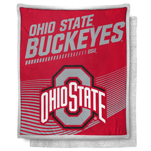 Ohio State Buckeyes New School Mink Sherpa Throw Blanket