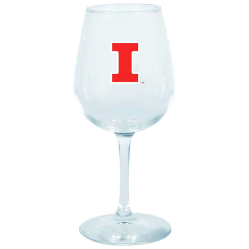 Illinois Fighting Illini Decal Wine Glass