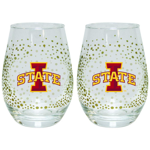 Iowa State Cyclones 2 Pack Glitter Stemless Wine Tumbler