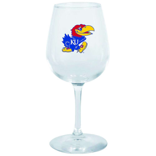 Kansas Jayhawks Decal Wine Glass