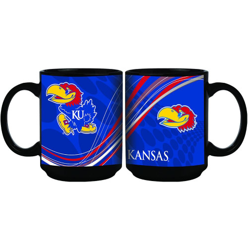 Kansas Jayhawks 15 oz. Dynamic Style Black Mug