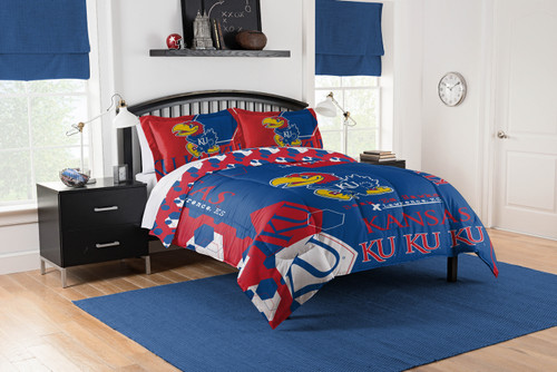 Kansas Jayhawks Hexagon Full/Queen Comforter & Shams Set