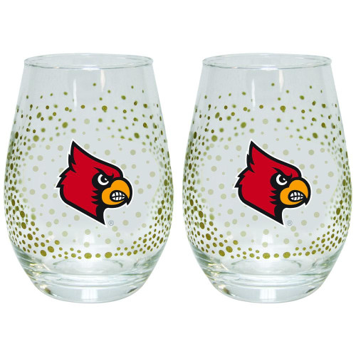 Louisville Cardinals 2 Pack Glitter Stemless Wine Tumbler