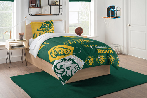 North Dakota State Bison Hexagon Twin Comforter & Sham Set