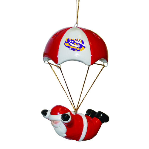 LSU Tigers Skydiving Santa Ornament