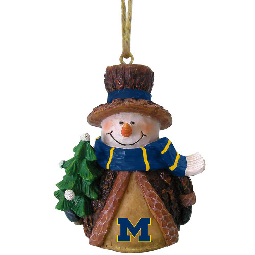 Michigan Wolverines Bark Snowman Ornament