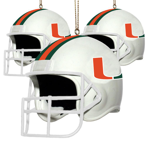 Miami Hurricanes 3 Pack Helmet Ornament