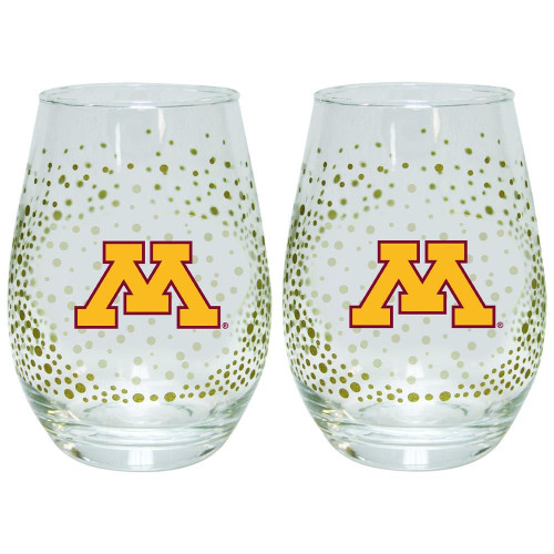 Minnesota Golden Gophers 2 Pack Glitter Stemless Wine Tumbler