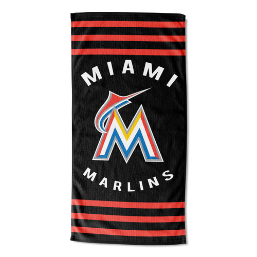 Miami Marlins Stripes Beach Towel