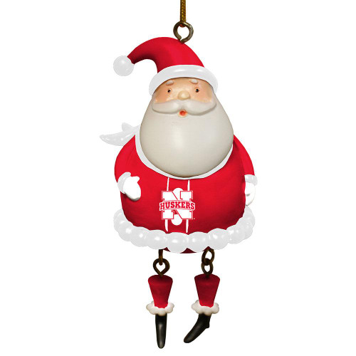 Nebraska Cornhuskers Dangle Legs Santa Ornament