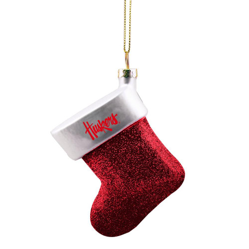 Nebraska Cornhuskers Blown Glass Stocking Ornament