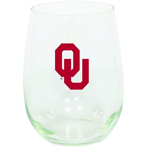 Oklahoma Sooners 15 oz. Stemless Wine Glass