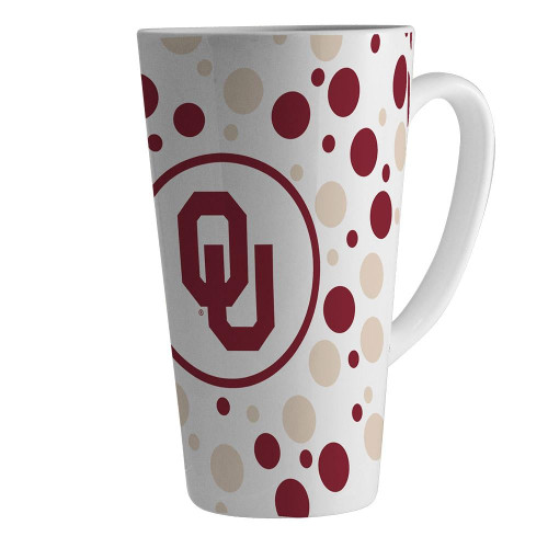 Oklahoma Sooners 16 oz. White Polka Dot Latte Mug