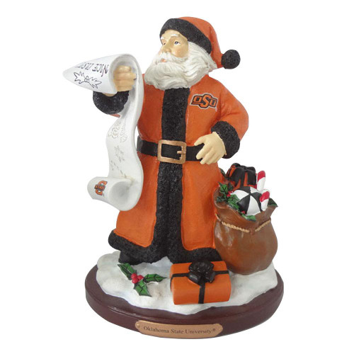Oklahoma State Cowboys Naughty Nice List Santa Figurine