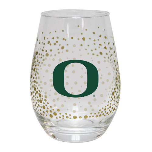 Oregon Ducks 15 oz. Glitter Stemless Wine Glass