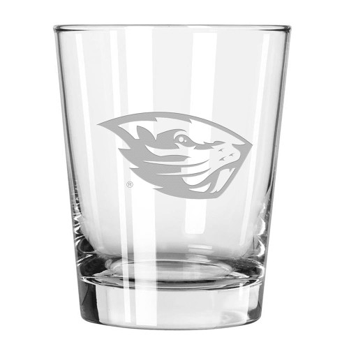 Oregon State Beavers 15 oz. Double Old Fashion Etched Glass