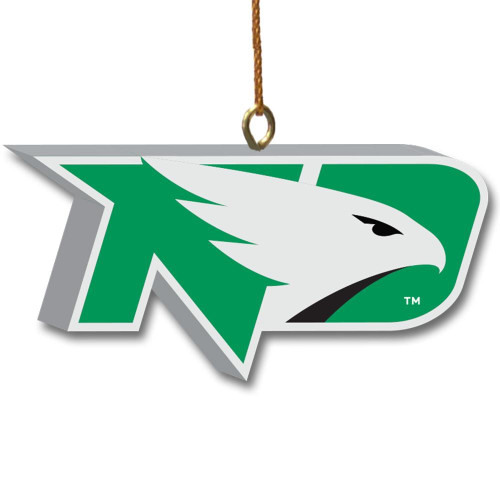 North Dakota Fighting Hawks 3D Logo Ornament