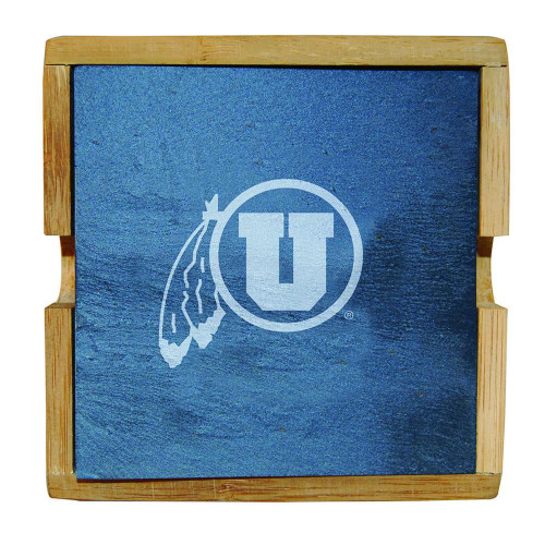 Utah Utes Slate Coaster Set