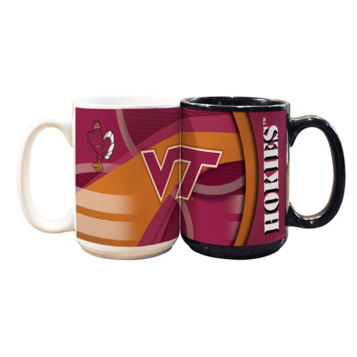 Virginia Tech Hokies 15 oz. Black Carbon Fiber Mug