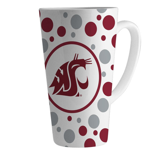 Washington State Cougars 16 oz. White Polka Dot Latte Mug