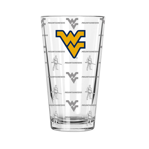 West Virginia Mountaineers Sandblasted Pint Glass