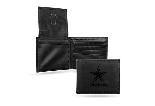 Dallas Cowboys Laser Engraved Black Billfold Wallet