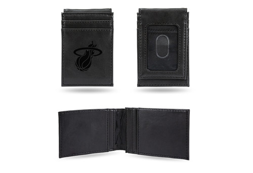 Miami Heat Laser Engraved Black Front Pocket Wallet