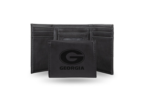 Georgia Bulldogs Laser Engraved Black Trifold Wallet
