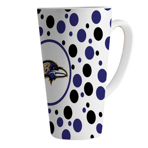 Baltimore Ravens 16 oz. White Polka Dot Latte Mug